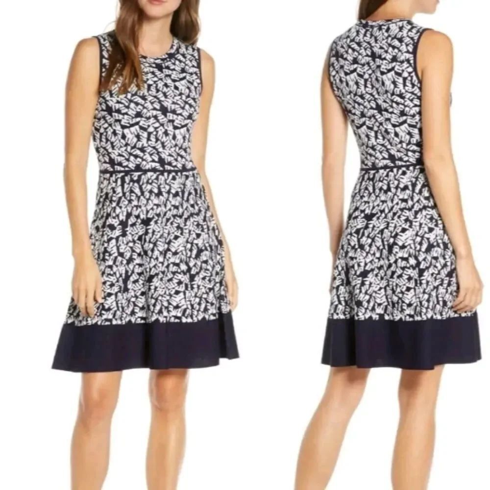BRAND NEW ELLEN TRACY SLEEVELESS PLEATED ROUND NECKLINE WOMEN"S DRESS